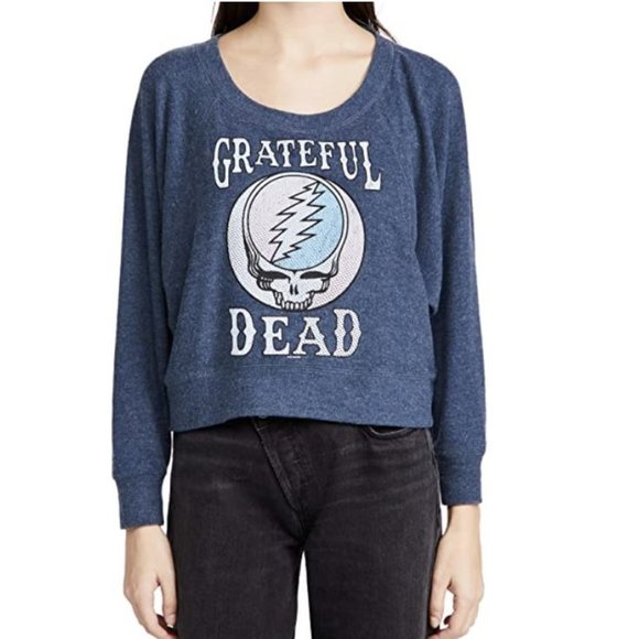 Chaser  CW8444 Grateful Dead Bliss Knit Cropped Batwing Sweatshirt Avalon - Picture 1 of 1